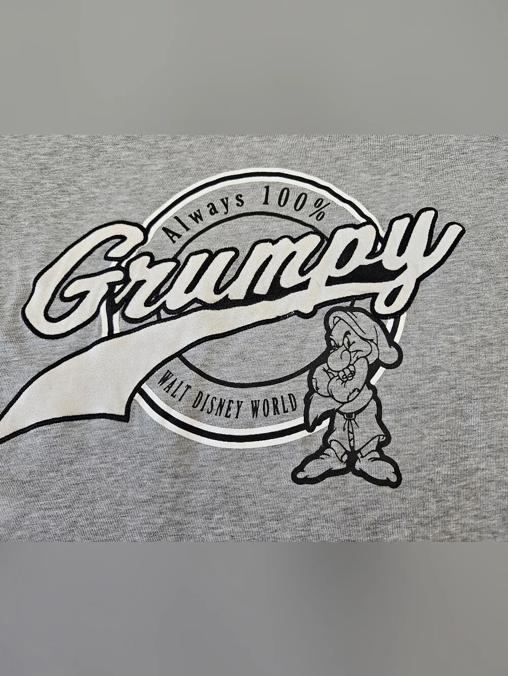 Grumpy Graphic Ringer Tee - Gray with Black Trim Size XXL